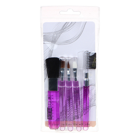 ЮНИLOOK Набор кистей для макияжа 5шт, пластик, синтетич.нейлон, 11см