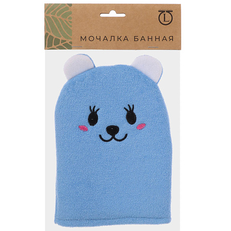 ЮL Мочалка рукавичка для ванны и душа в виде зверюшек, полиэстер, 18х13см, 3 дизайна, МС24-08