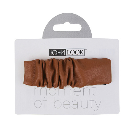 ЮНИLOOK Зажим для волос, 8см, металл, искусств.кожа, 4 цвета, ACS-91