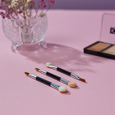 ЮНИLOOK Аппликатор двухсторонний со спонжем и кистью 10 шт, пластик, латекс, ворс нейлон, 7,5см