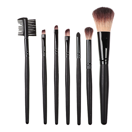 Набор кистей для макияжа 7шт професс тм ЮНИLOOK, дерево, синтетич.нейлон, 15см, черный, 26905-26