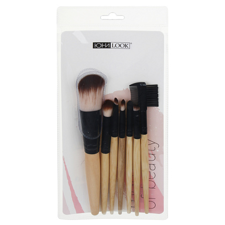 Набор кистей для макияжа 7шт професс тм ЮНИLOOK, дерево, синтетич.нейлон, 15см, черный, 26905-26