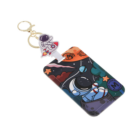 Чехол брелок для пропуска тм ЮL Космос с шармом, пластик, металл, 11х7см, 4 дизайна