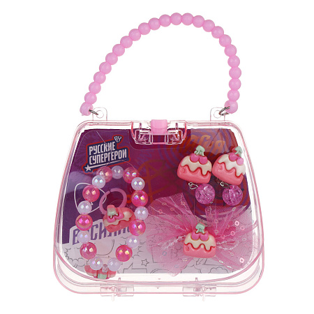 Набор детской бижутерии BY Русские супергерои: браслет, кольцо, клипсы, заколка, 3 дизайна