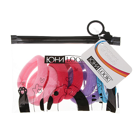 ЮНИLOOK Резинки для волос 10шт, d4/4,5см, полиэстер, 5 миксов цветов, ACS-86