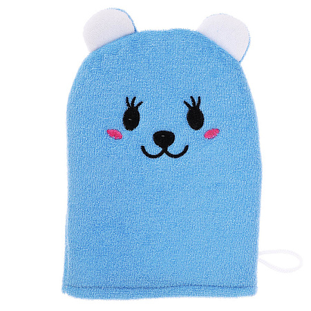 ЮL Мочалка рукавичка для ванны и душа в виде зверюшек, полиэстер, 18х13см, 3 дизайна, МС24-08