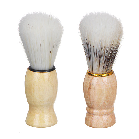 ЮНИLOOK Помазок для бритья, деревянная основа, искусственный ворс 80%, свиной ворс 20%, 9,5x3 см, 2 дизайна