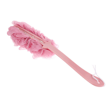 ЮL Мочалка банная с массажным эффектом с ручкой, полиэтилен, пластик, 41,5см, 3 цвета, МС24-05