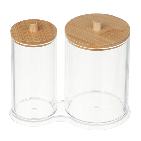 ЮНИLOOK Органайзер двойной с бамбуковой крышкой, 13,5х7,6х10,2см, PS, бамбук, ВЗ24-29