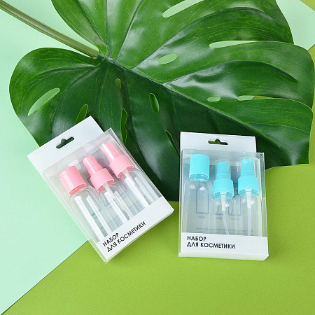 Набор для косметики дорожный 3 предмета (2 шт-50 мл, 1шт-30мл) тм ЮНИLOOK, пластик, 2 цвета