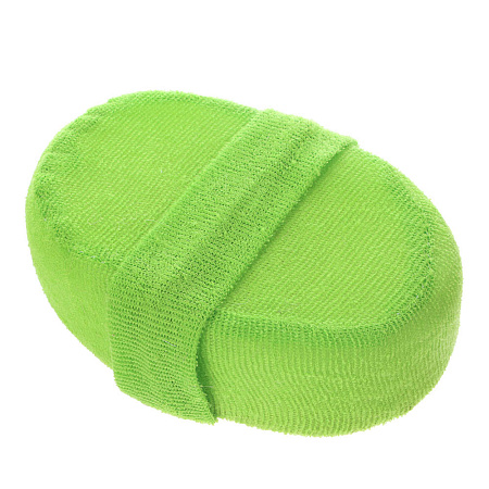 ЮL Мочалка банная объемная овальная на поролоне, рами, хлопок, 14,5х11х4,5см, 3 цвета, МЭ24-01