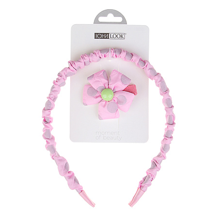 ЮНИLOOK Набор для волос 2 пр.: ободок 1,1см, зажим 4см, полиэстер, металл, пластик, 6 цв, ACS-110