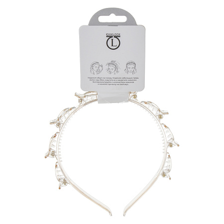 Ободок с крабиками для волос, тм ЮНИLOOK, 14,5x1,5см, полистирол, 1 цвет, #17