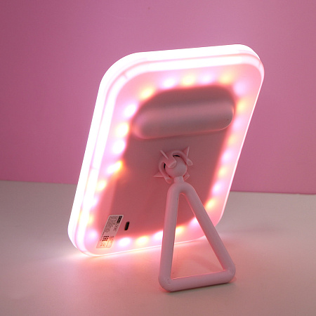 Зеркало настольное тм ЮL.  Аженто с LED подсветкой, полипропилен, стекло, 19,5х14,3см, 1-2 цвета