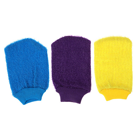 ЮL Мочалка рукавица банная с отшелушивающим эффектом, полипропилен,  11х19см, 6-12 цветов