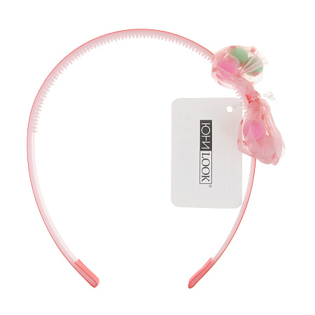 ЮНИLOOK Ободок для волос с бантом, пластик, полиэстер, 1см, 6 цветов, ACS-01