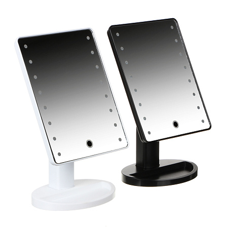ЮНИLOOK Зеркало с LED-подсветкой, USB, 4хААА, пластик, стекло, 16,7х27см, 2-3 цвета