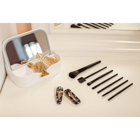 Набор кистей для макияжа 7шт професс тм ЮНИLOOK, дерево, синтетич.нейлон, 15см, черный, 26905-26