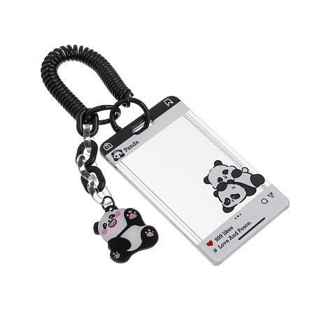 Чехол брелок для пропуска тм ЮL Pan-Da! на пружинке, пластик, металл, 10,5х6,5см, 4 дизайна