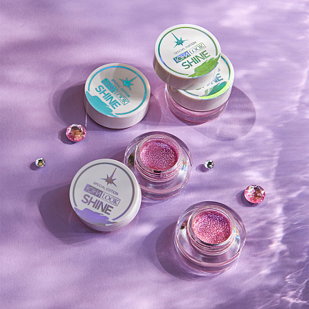 ЮНИLOOK Шайн Глиттерные тени, 2,5г, тон 02, розовый