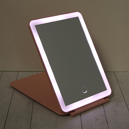 Зеркало с LED подсветкой настольное тм ЮНИLOOK Светозар, полипропилен, стекло, 19,8х13,5см, 2 цвета