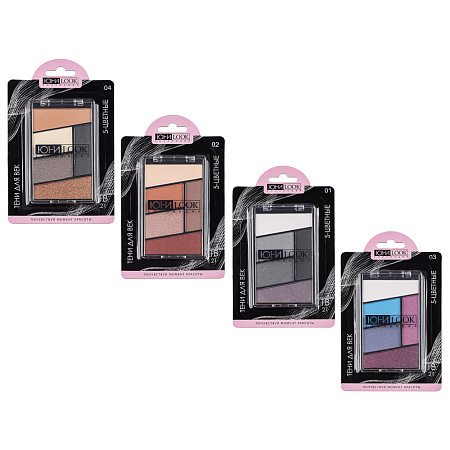 ЮНИLOOK Тени для век, 5-ти цветные 12г, 4 тона, ТВ-21
