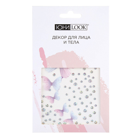 Наклейки и стразы для лица и тела тм ЮНИLOOK ,8х12 см, акрил, полиэстер, 3 дизайна,  ВЗ24-44