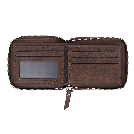 ЮL Портмоне мужское на молнии, ПУ, 11х9,5см, 3 цвета, ПМ23-03