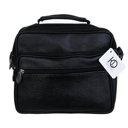 Сумка ЮL Драйв мужская на длинном ремне, 4 отделения, нат.кожа, ПУ, 22х18х8,5см, черный, КЖ24-71