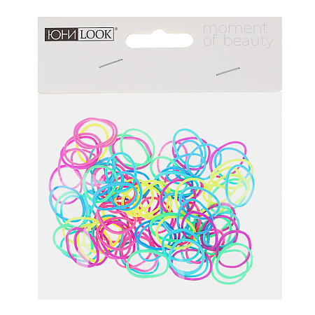 Резинки для волос ЮНИLOOK 95-100шт, d1,5см, силикон, 4 цвета, ACS-59