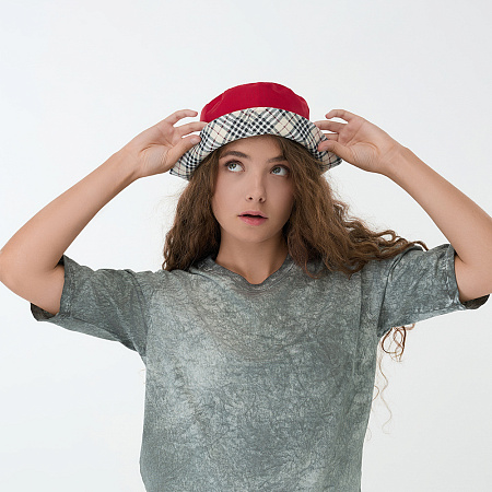 GALANTE Панама с цветным подкладом, р.56-58, 100% полиэстер, красный, ВЛ25-09, #2