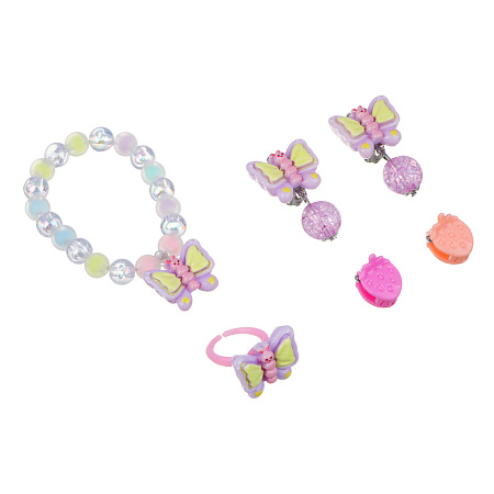 Набор детской бижутерии BY Русские супергерои: браслет, кольцо, крабики 2шт, клипсы, 3 дизайна