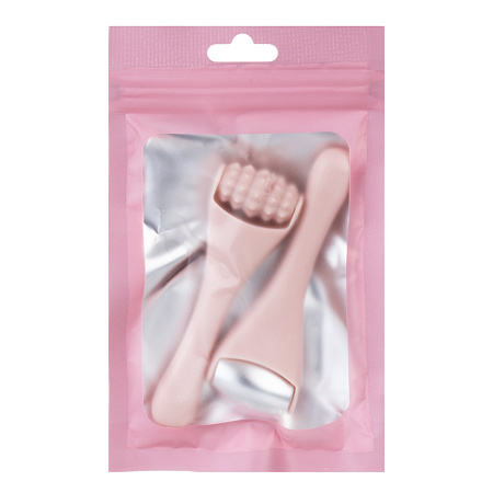 Набор массажеров для лица 2 штуки тм ЮНИLOOK , 7,8x2,6см, сталь, силикон, ABS, розовый, ВЗ24-43