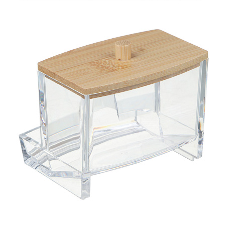 Органайзер для ватных палочек с бамбуковой крышкой ЮНИLOOK, PS, бамбук,  9х7,9х7см,  ВЗ24-28