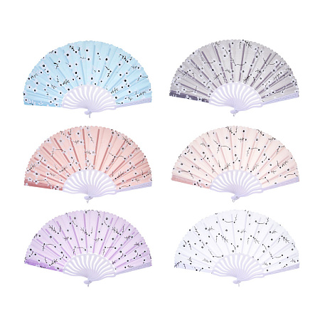 ЮНИLOOK Веер складной тканевый с рисунком сакура, 23 см, полиэстер, пластик, 6 цветов