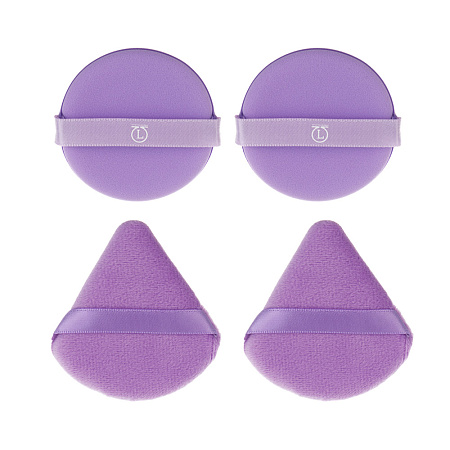 Набор для визажа (пуховка 6,5x7x0,7см, 2 шт., спонжи d5,5см 2 шт)в футляре тм ЮL, п/э, ПУ, 4 цвета