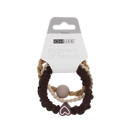 ЮНИLOOK Резинки для волос 3шт, d5,5см, полиэстер, пластик, 3 цветовых сочетания, ACS-109