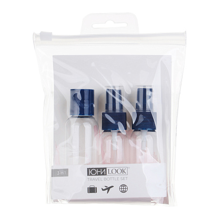Набор для косметики дорожный 3 предмета (2 шт-50 мл, 1шт-30мл) тм ЮНИLOOK, пластик, 2 цвета