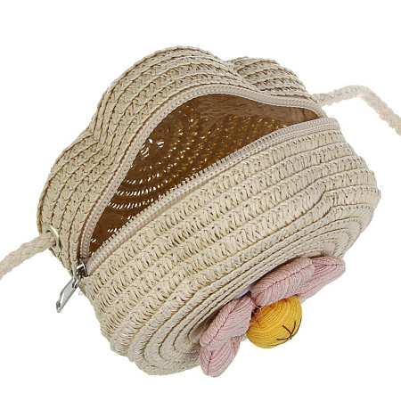 Сумка плетенная с декором на длинном ремне, тм ЮL, 11-12x6 см, папирус, полиэстер