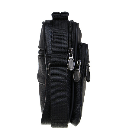 Сумка планшет ЮL Драйв мужская на длинном ремне, 4 отделения, нат.кожа, ПУ, 18х14х8см, черный, МП-23