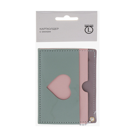 Кардхолдер с окном 3 отделения тм ЮL Sweet Heart, ПВХ, 10,5х7,5см, 4 цвета, С394-1Н