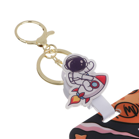 Чехол брелок для пропуска тм ЮL Космос с шармом, пластик, металл, 11х7см, 4 дизайна