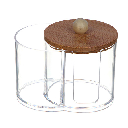 ЮНИLOOK Органайзер двойной с бамбуковой крышкой, 13,5х7,6х10,2см, PS, бамбук, ВЗ24-29