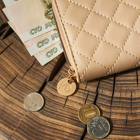 ЮL Кошелек женский на молнии, ПУ, 19,5х10см, строчка, бежевый