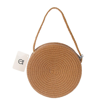 Сумка плетенная круглая на длинном ремне, тм ЮL, 16x5,5см, папирус, полиэстер, 3 цвета