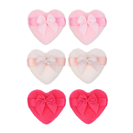 ЮНИLOOK Спонж-пуховка в виде сердца, 2 шт, полиэстер, ППУ, 4,5х4,7см, 3 цвета