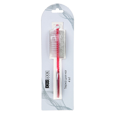 ЮНИLOOK Терка для ног 4-х сторонняя с пемзой и щеткой, с металл. и наждачной поверх., 16,5см, 3 цв