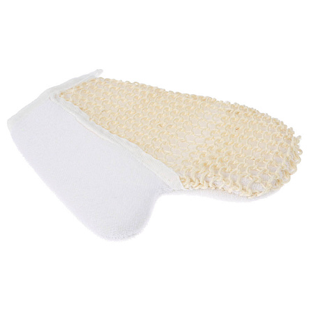 ЮL Мочалка варежка банная, сизаль, полиэстер, поролон, 21,5х18см, 3 цвета, МЭ24-02