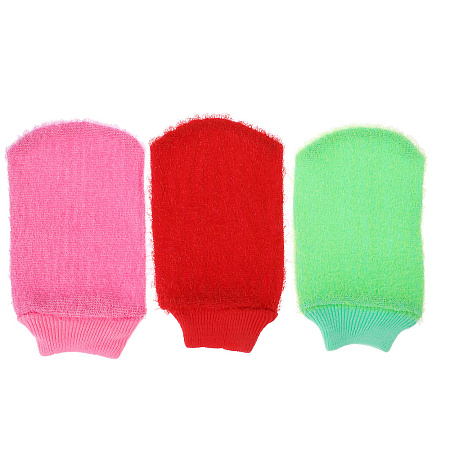 ЮL Мочалка рукавица банная с отшелушивающим эффектом, полипропилен,  11х19см, 6-12 цветов