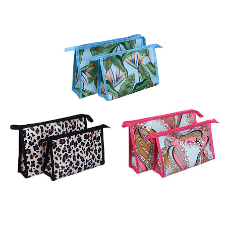 ЮL Набор косметичек 2 шт, полиэстер, ПВХ, L 26,5х17х7 см, M 23х14,5х5,5 см, 3 дизайна